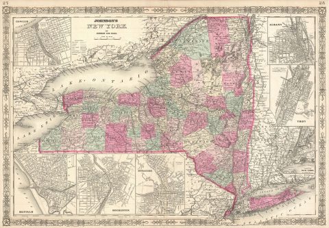 1864 Johnson Map of New York