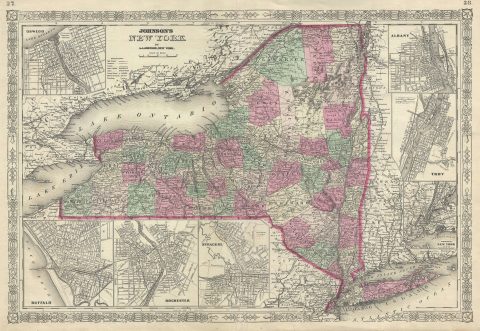 1866 Johnson Map of New York State