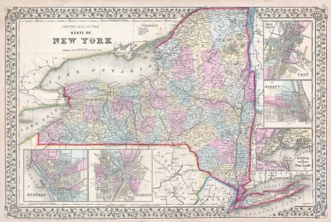 1867 Mitchell Map of New York State