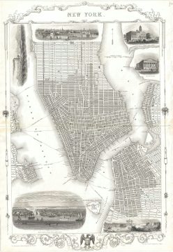 1851 John Tallis City Plan or Map of New York City