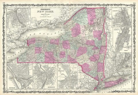 1863 Johnson Map of New York State