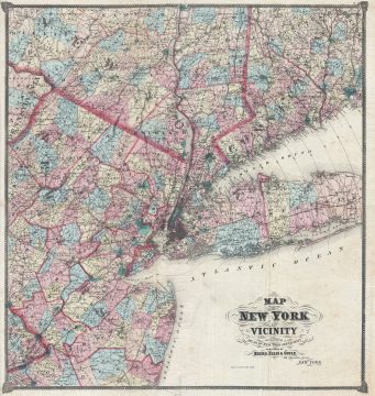 1867 Beers Map of New York City and Vicinity ( Westchester, Long Island, Newark, Bergen )