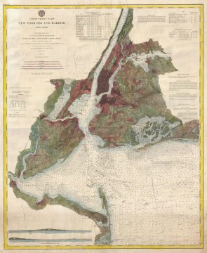 1885 U.S. Coast Survey Map and Chart of New York City Bay and Harbor (ref. 1887 Americas Cup Race)