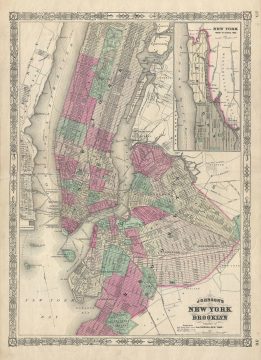 1866 Johnson Map of New York City and Brooklyn