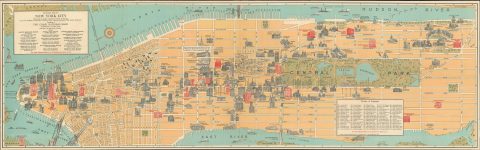 1928 Crosby Pictorial Map of Manhattan, New York City