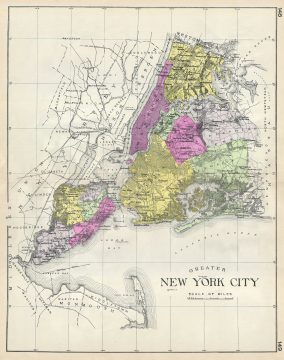 1912 Century Map of New York City (Brooklyn, Queens, Manhattan)