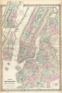 1865 Colton Map of New York City (Manhattan, Brooklyn, Long Island City)