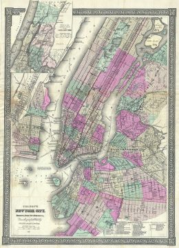 1883 Colton Pocket Map of New York City and Brooklyn