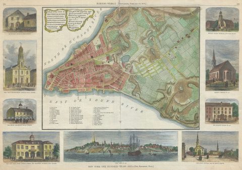 1876 Harpers Weekly Map of New York City