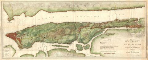 1878 Bien and Johnson Map of New York City (Manhattan Island) During the Revolutionary War
