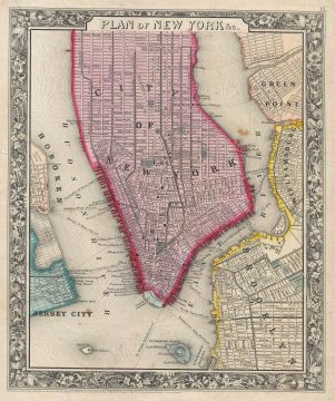 1860 Mitchell Map of New York City, New York (first edition)