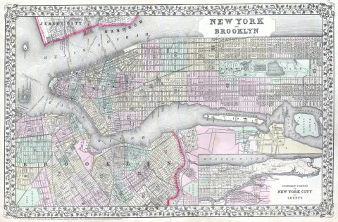 1867 Mitchell Map of New York City, New York