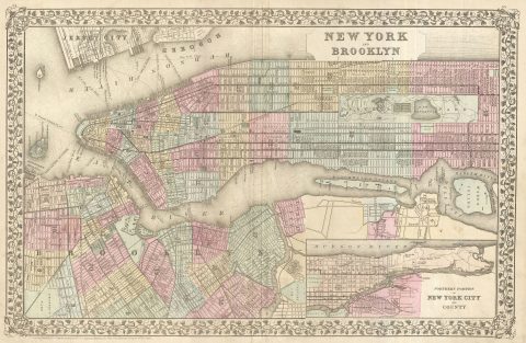 1882 Mitchell Map of New York City, New York