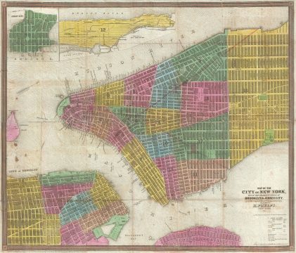 1845 Humphrey Phelps Map of New York City (Manhattan and Brooklyn)