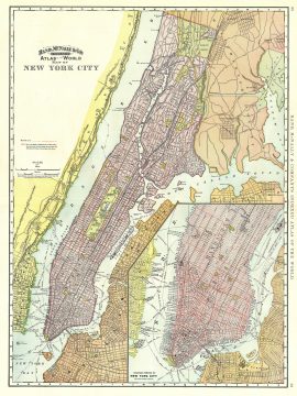 1892 Rand McNally Map or Plan of New York City, New York