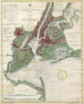 1910 U.S. Coast Survey Nautical Chart or Map of New York City and Harbor