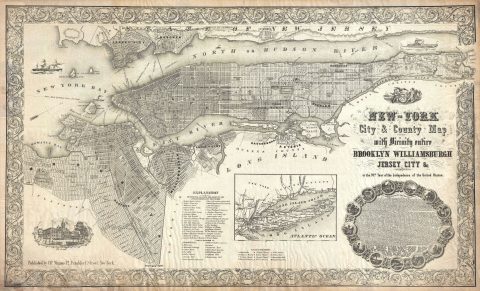 1855 Magnus Map of New York City and Brooklyn