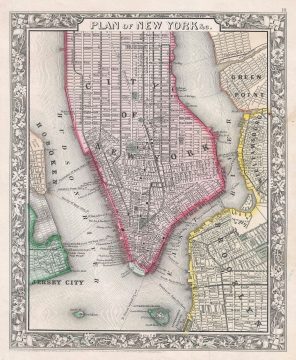 1866 Mitchell Map of New York City, New York