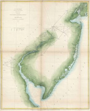 1851 U.S. Coast Survey Map of New Jersey and the Delaware Bay