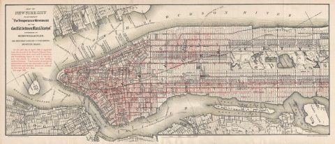 1888 Blair Temperance Saloon Map of New York City