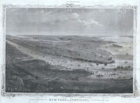 1868 Shannon and Rogers View of the Hoboken and Manhattan, New York City