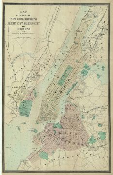 1859 Dripps Map of New York, Brooklyn, Jersey City, Hudson City and Hoboken