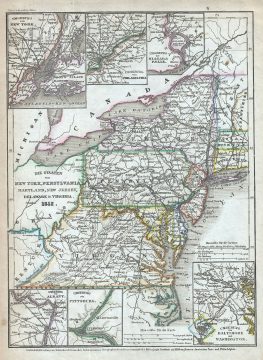 1852 Meyer Map of the Mid Atlantic States