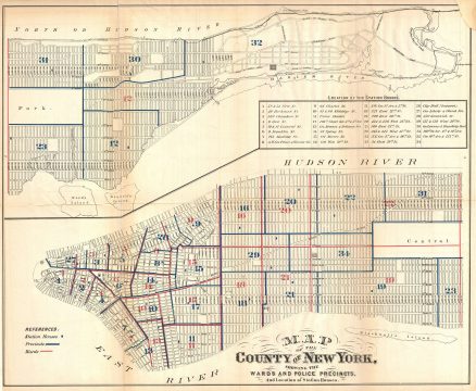 1871 Hardy Map of New York City Police Departments