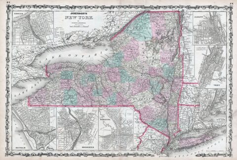 1861 Johnson Map of New York State