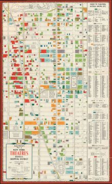 1940 Hagstrom Map of Midtown Manhattan Theaters, New York City