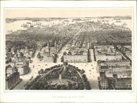 1854 Lemercier / Bachmann View of New York from Union Square