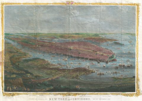 1868 Shannon and Rogers View of Hoboken and Manhattan, New York City