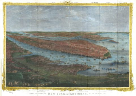1868 Shannon and Rogers View of Hoboken and Manhattan, New York City