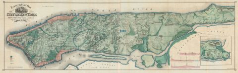 1865 Egbert Viele Waterway Map of Manhattan, New York City