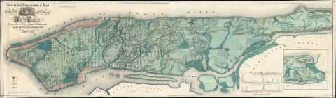 1865 Egbert Viele Waterway Map of Manhattan, New York City