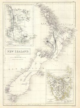 1844 Black Map of New Zealand