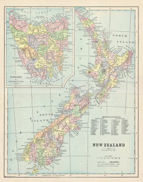 1895 Hunt and Eaton Map of New Zealand