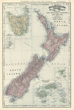 1892 Rand McNally Map of New Zealand, Tasmania, and Fiji