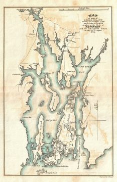 1832 Marshall Map of Narragansett Bay, Rhode Island:  Providence, Newport