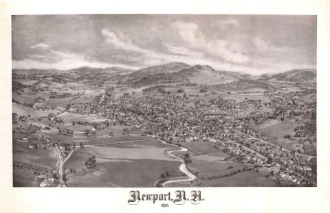 1895 Norris Bird's-eye VIew of Newport, New Hampshire