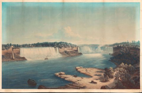 1852 Sebron and Salathe Aquatint View of Niagara Falls General View