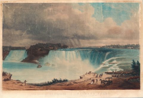 1852 Sebron and Salathe Aquatint View of Niagara Falls Horseshoe