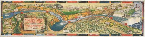 1930 Whitney Graham Company Pictorial Bird's Eye View Map of the Niagara Falls