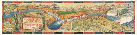 1930 Whitney Graham Company Pictorial Bird's Eye View Map of the Niagara Falls