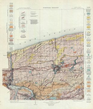 1913 U.S. Geological Survey Surficial Geology Map of Niagara County, New York (with Niagara Falls)