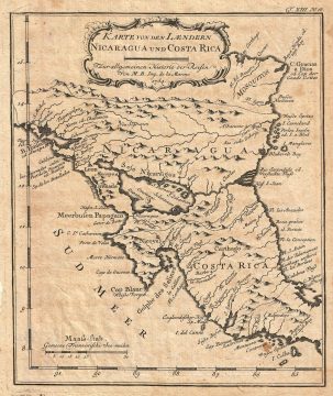 1753 Bellin Map of Nicaragua and Costa Rica