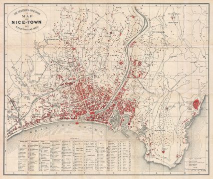 1890 Duquenoy Plan or Map of Nice, France