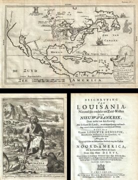 1688 Hennepin Map of North America (first map to name Louisiana)
