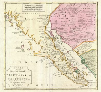 1765 Tirion Map of Baja California and Arizona