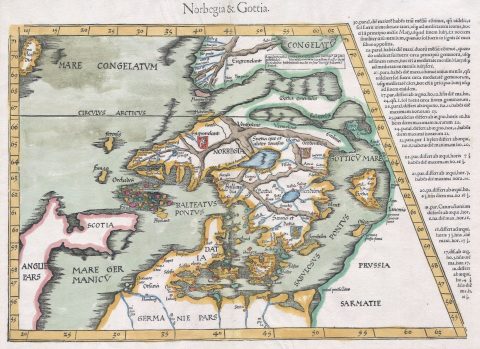 1541 WALDSEEMÜLLER Map of Scandinavia ( Norbegia & Gottia )